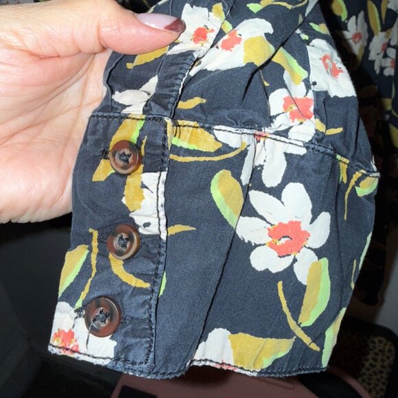 Free People Charile Printed Button Down Tunic Mini Dress Large Oversize - Picture 4 of 15